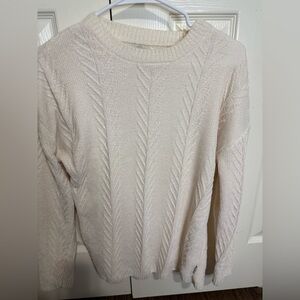 Orvis Cream Textured Knit Sweater XS Cozy‎ Cable Crewneck SUPER SOFT
